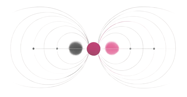 Abstract magnetic field lines around two opposing nodes.
